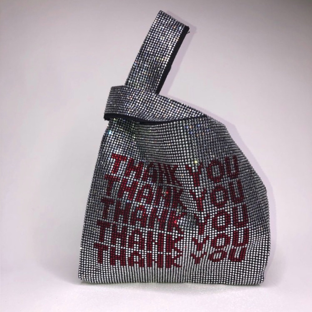 Silver and Red Beaded Handbag